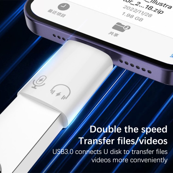 USB Typ C till IOS Adapter Laddare för telefon USB 3.0 Snabbladdning A