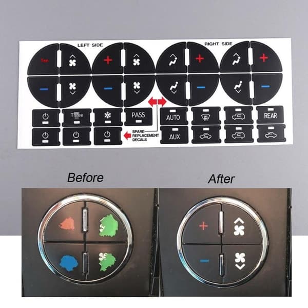 2 ark bilknapp AC-etikett sentral kontroll dashbordknapp S A8