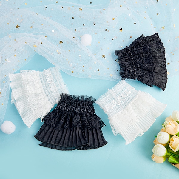 Fake Sleeves for kvinner Blonder Ruffles Mansjetthansker Solbeskyttelse Des White