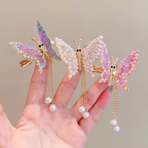 Ny e Moving Butterfly Hairpin Girls Tassel Barrettes Hair Acce A1