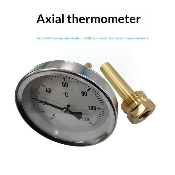 1 stk bimetalltermometer med kobberkappe 120°C vanntemperatur