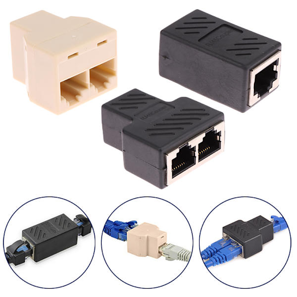 RJ45-kontakt 1-til-2-veis LAN Ethernet-kabel Nettverk Cate6 Spli B