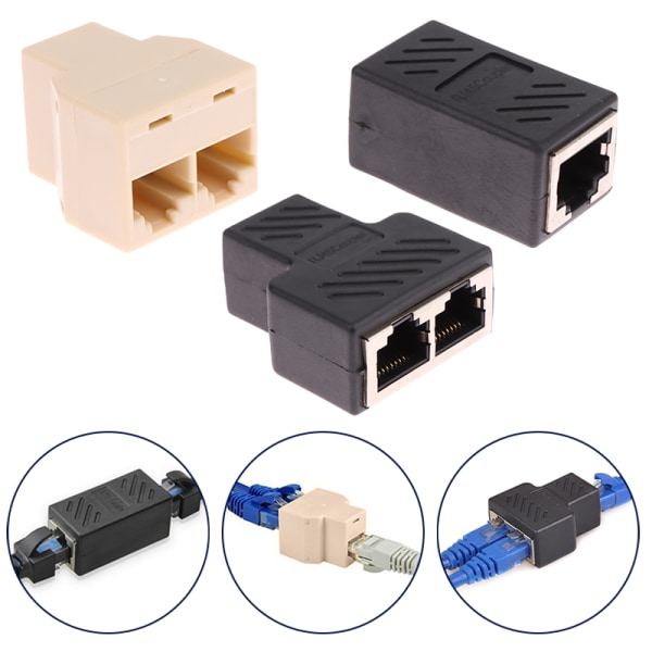 RJ45-kontakt 1-til-2-veis LAN Ethernet-kabel Nettverk Cate6 Spli C