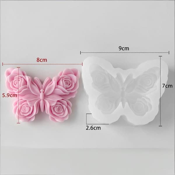 Rose- og sommerfugleformet silikoneform A