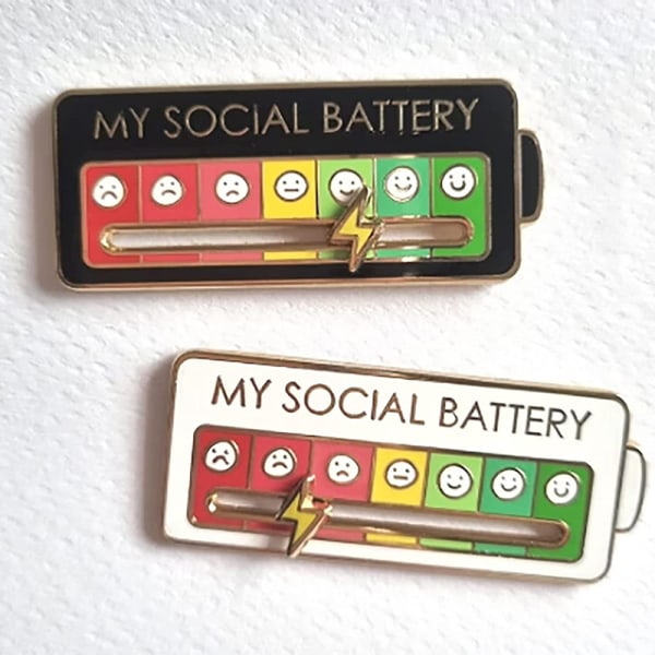 Social Battery Pin - Min sociale batteri kreative reversnål Black