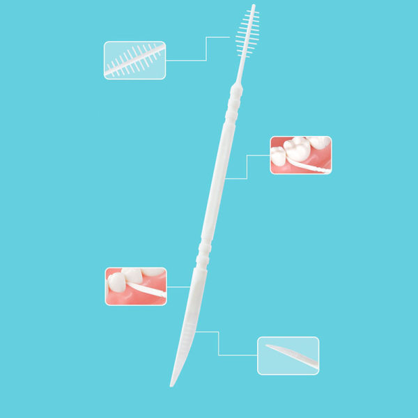 300 stk. Dobbelt tandstikker Oral Interdental Cleaner Floss Dental White