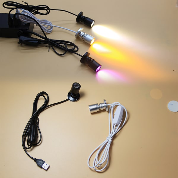 Led USB Spotlight Smykkeskab Showcase Counter Lampe Silver Purple Light