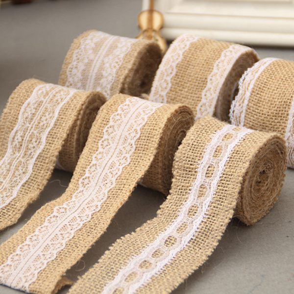 2M Bröllopsspets Säckväv Garland Hessian Ribbon Julklappar B khaki 5*200cm