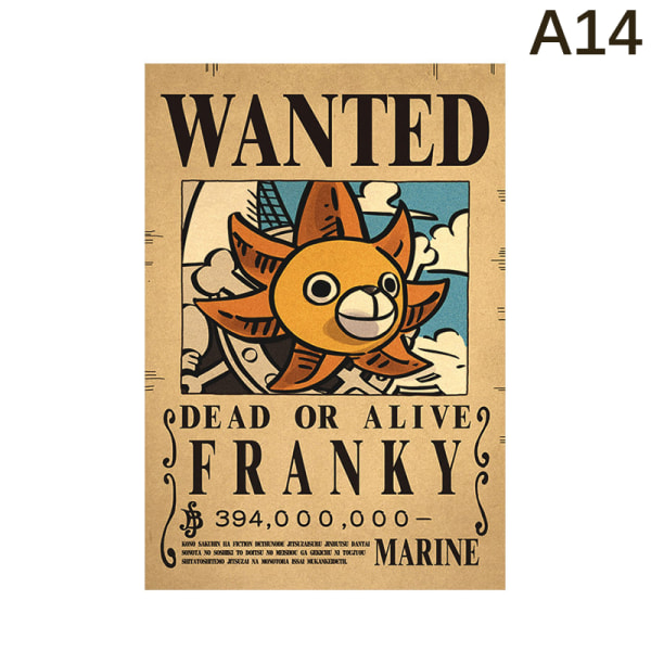 Anime Luffy Wanted Bounty Kraft Paper Juliste Koristeellinen maali A14
