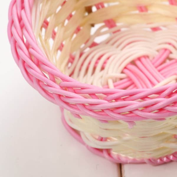 1st Mini handvävda förvaringskorgar Plastvävning förvaringsbas Pink