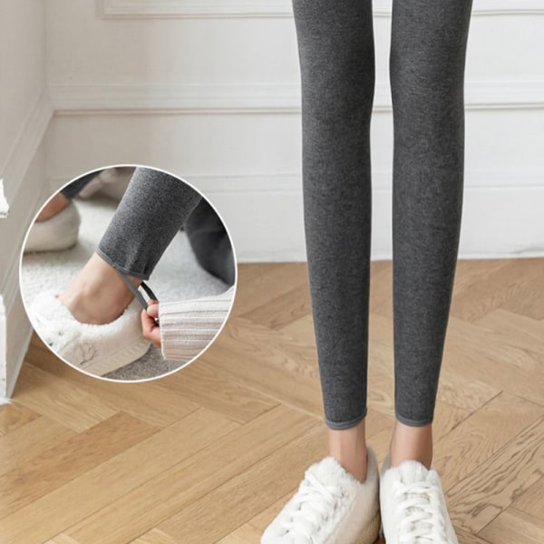 Dame Fløyel Legging Fleece Varmt Undertøy Bukser Elastisk midje Black