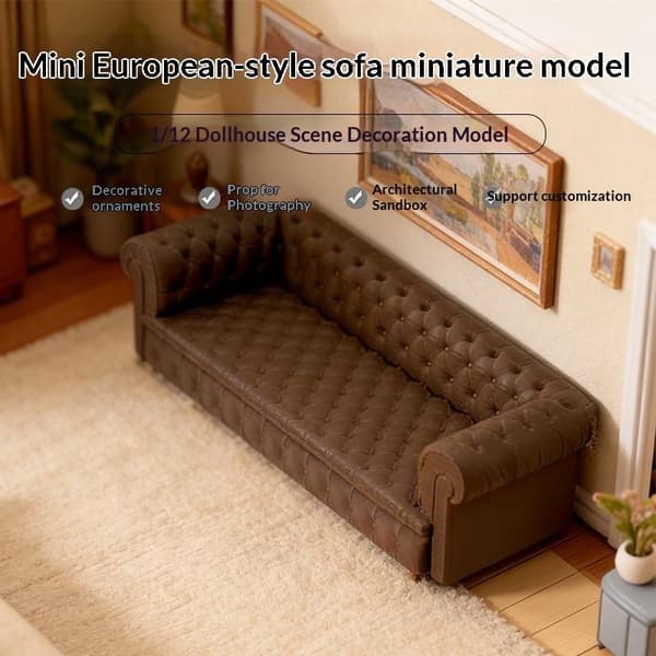 Simulering Miniature Sofa Model Dukkehus Møbler Dovne Sofa O Beige
