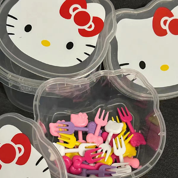 Läpinäkyvä Kids Fruit Fork Box Organizer muovinen case Clear