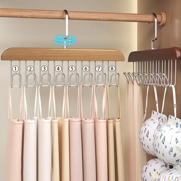 1/2PCS Mångsidig Organizer i Trä med Krokar för Kepsar och Bälten A7
