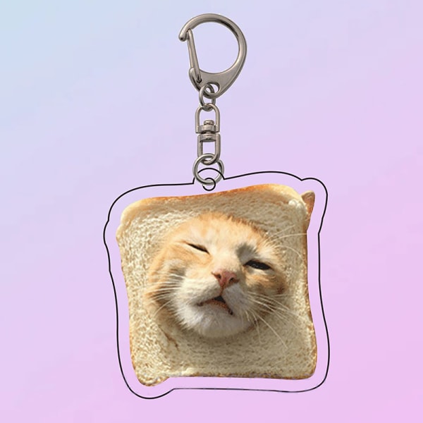 Creative e Toast Cat Akryl nøglering Funny Kawaii Animal Penda D