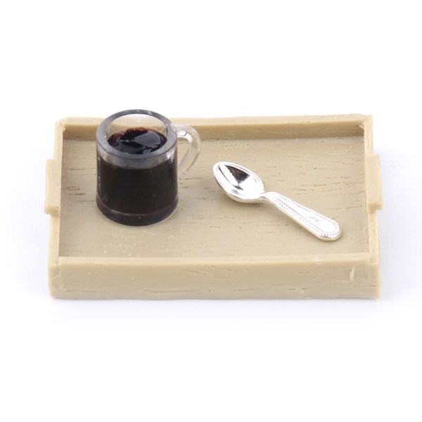 1Set 1:12 Nukkekodin miniatyyri Kahvihine Kahvikupin lusikkatarjotin