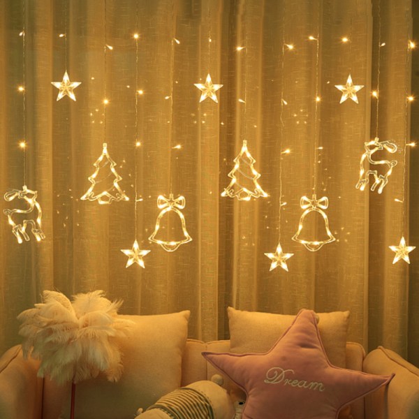 LED Star Moon Curtain Fairy Lights Garland String Lights Home B A1