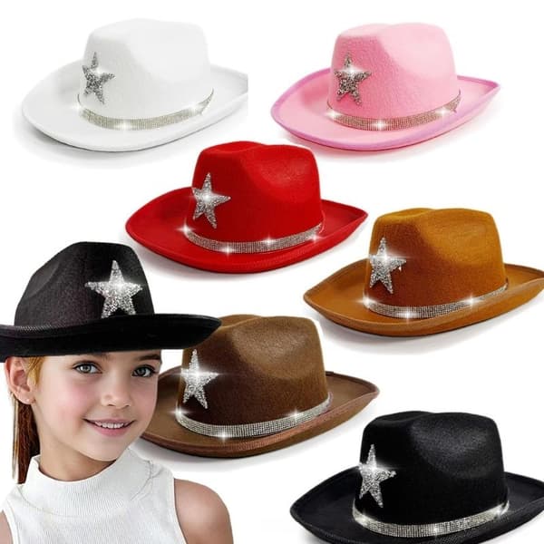 Børns Westernhat Festlig Rhinestone Cowboyhat Børns Cowb White