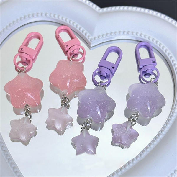 e Jelly Stars nyckelring hängande nyckelring ryggsäck charm hörlurar Pink