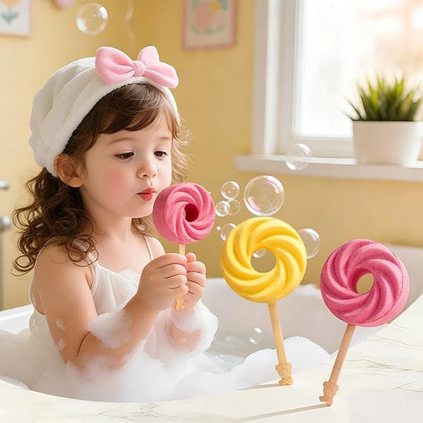 e Lollipop badebombe for morsom badetid Yellow