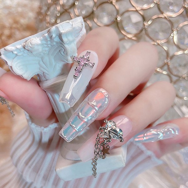 Nail Supplies Dusk-kjede Crooked Heart Peach Heart Alloy Nail H357