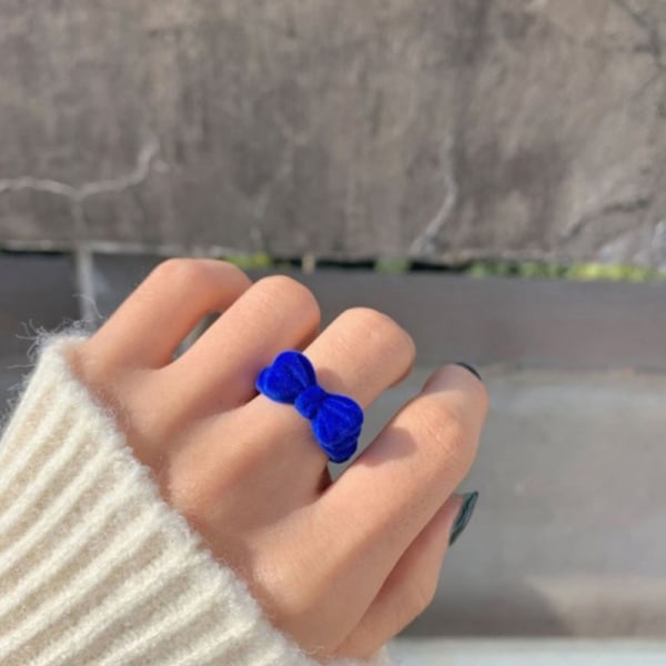 Instagram og Girly Velvet Bow Ring Flocking Klein Blue Ring Ind blue