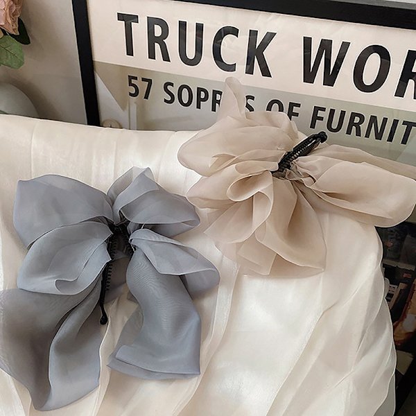 High Ponytail Hair Grip Clip Chiffon Bow Banana Clip Nainen Cli A2