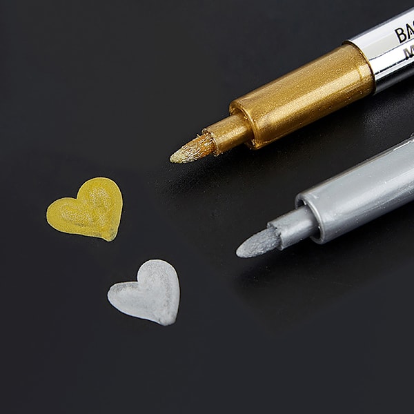 DIY Metallic Vattentät Permanent Paint Marker Pens Gold And Si Silver