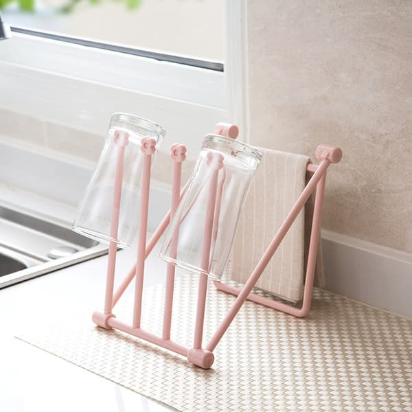 Vikbara plastsmycken Displayställ Ring Örhänge Hårband A Pink