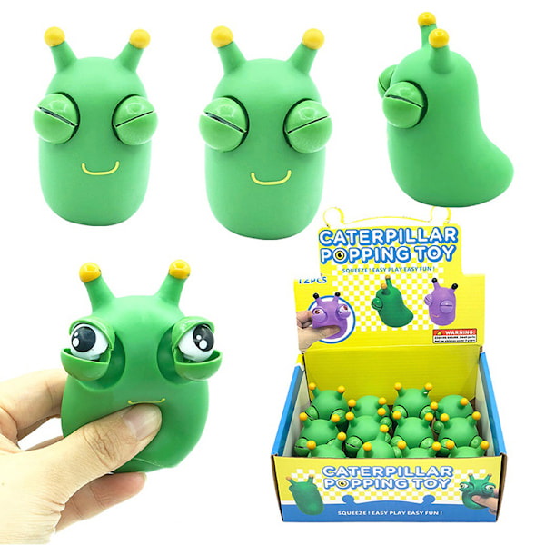 Funny Grass Worm Knip Leketøy Grønt Øye Sprett Orm Leketøy Jul Yellow