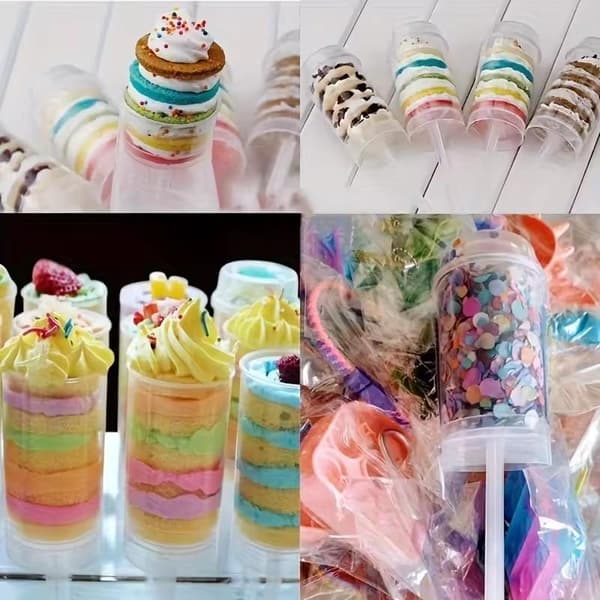 Plast Push Cake Shooters Lock Transparent Push-Up Glass C 10pcs