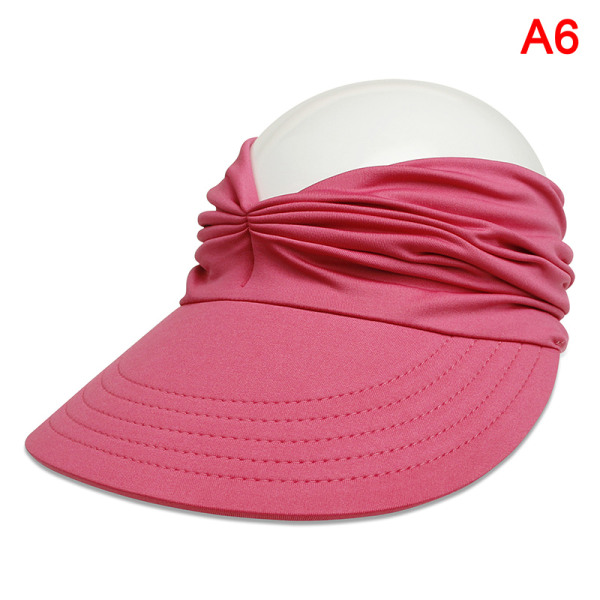 Fleksibel voksenlue for kvinner Anti-UV Wide Rim Visir Hat Easy T Rose red