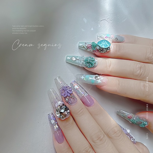 Dopamin Candy Star Nail Pailletter Fantasy aron Color Nail Art D Green