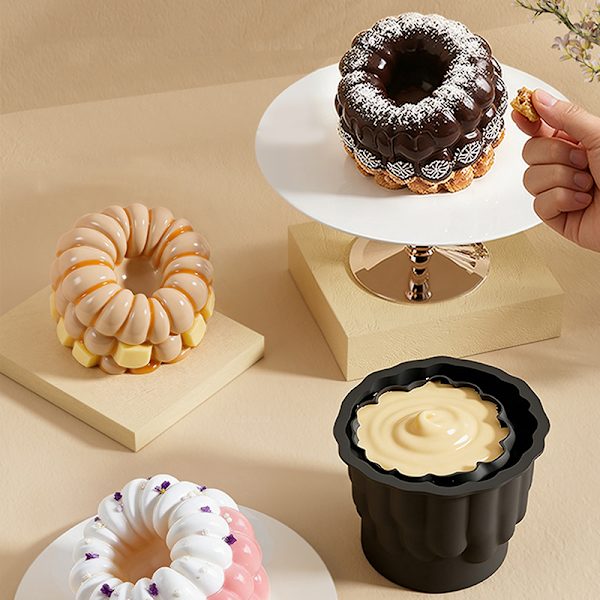 Stor bringebærmousse kake silikonform DIY stearinlys kake M Black