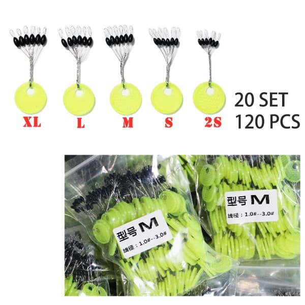 120 stykker 20 Pack Space Bean Gummi Hav Karpefiskeri Sort Rub yellow XS
