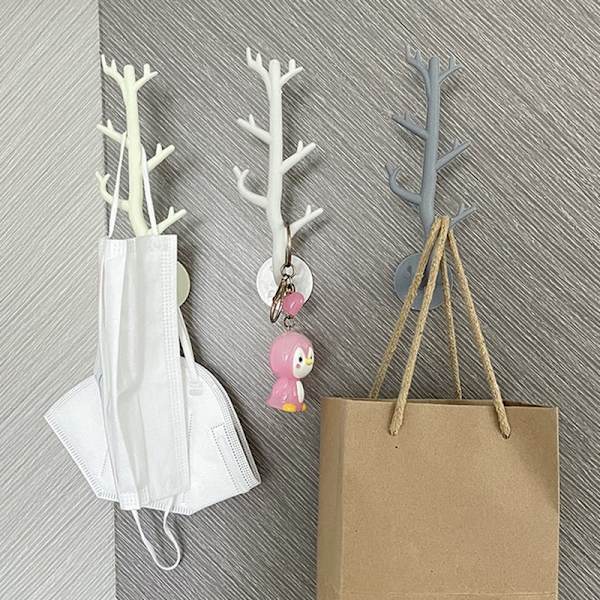 Grenkrok Veggdekor Nøkkelholder Organer Oppbevaring Sticky Hooks White