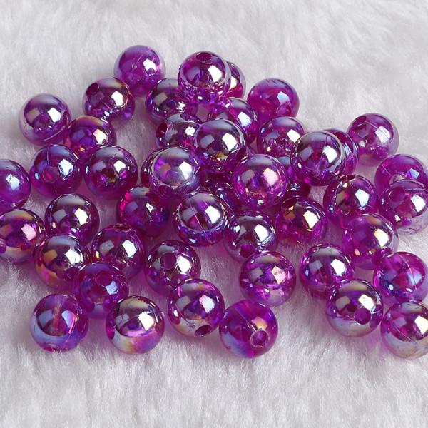 100 stk 6MM Rainbow Candy AB Farge Runde Akrylperler For Jewel Dark purple 6MM about100pcs