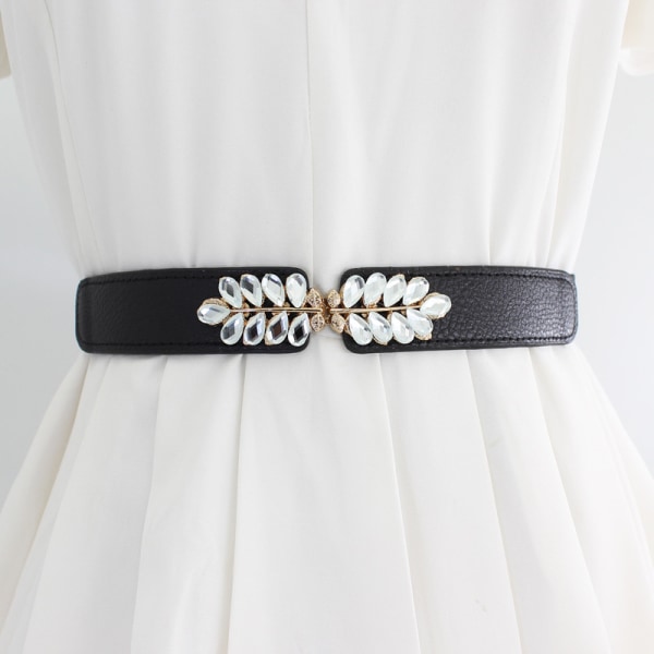 Dammode Elastisk Stretch midjeband Kristallbälte Cinch Wai A2