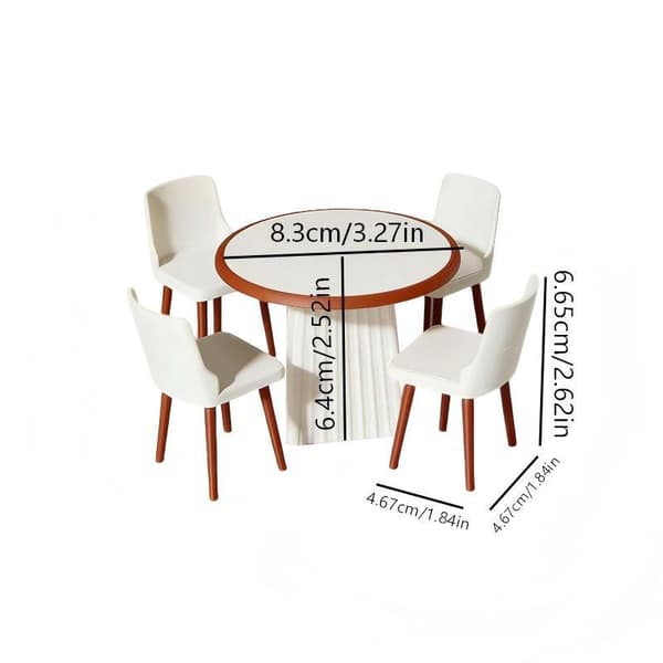 Miniatyr runt matbord och stolar set dockhusmöbler 1Set