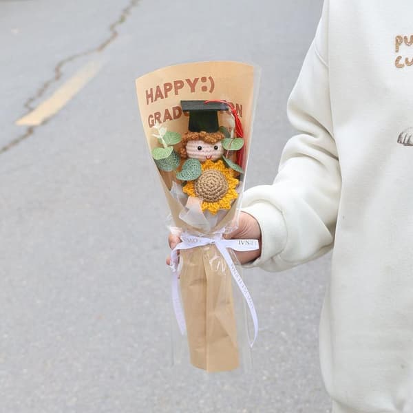 Studenterbuket Strikkede Blomster Hæklet Bryllupsbuket Studentergave A1
