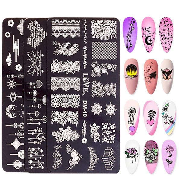 Søm Stempling Plader Udskrivning Stencil Manicure Art Stamp DM1