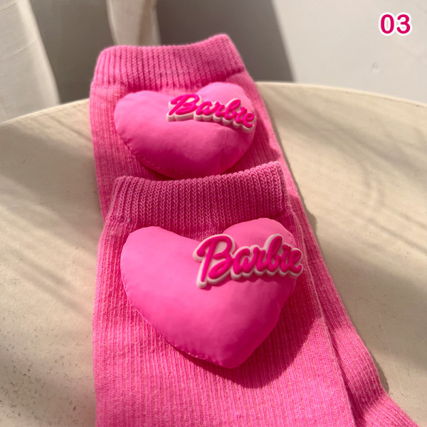 Bomullsrosa strumpor 3D Heart Letter Butterfly Sock Svettabsorberande 3