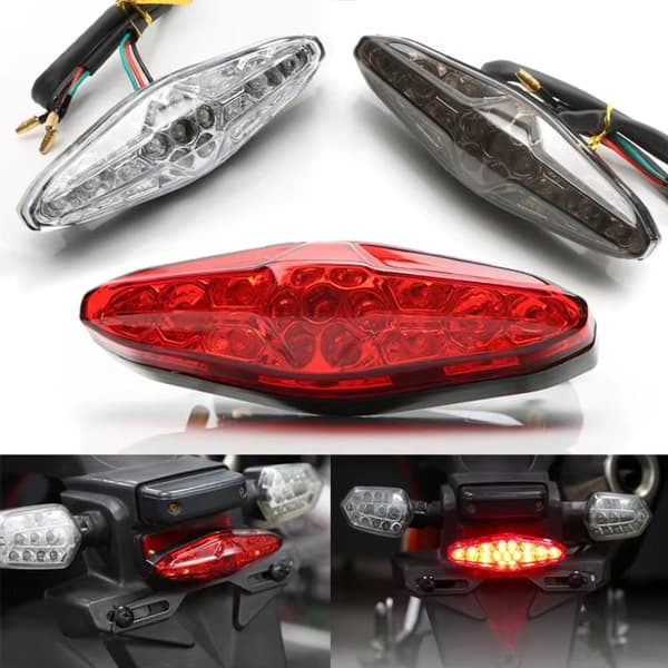 1 stk. 12V motorcykel bremse stop baglygter nummerplade bag T A2