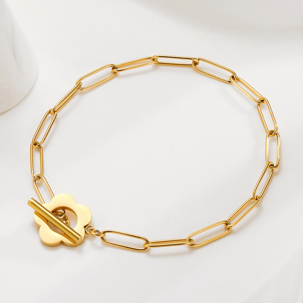 1 st modelegering ihålig blomma stålkula OT spänne armband
