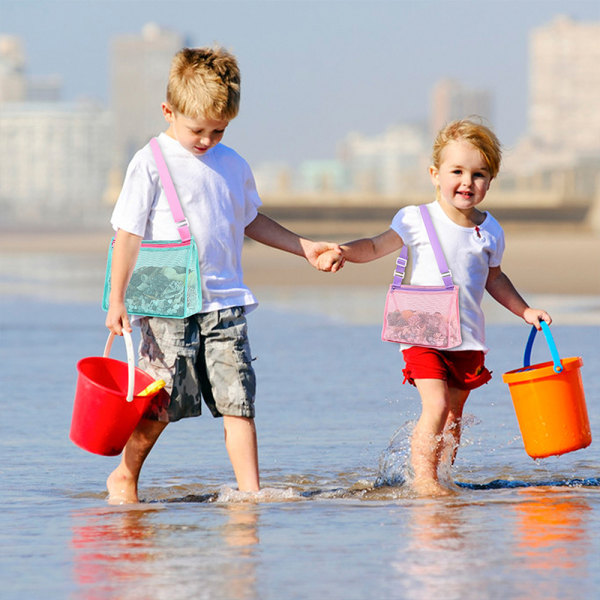 Beach Toy Mesh Bag Børne Shell opbevaringstaske Beach Toy Seashell Ba Pink
