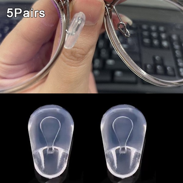 5 Par Silikon Nose Pads Piece Glasögon Push In Silicone Air