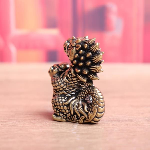 1PC Antik Drakstaty Prydnad Rörlig Kropp s Utställning H brass