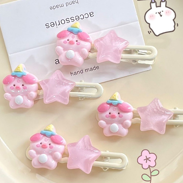 Tegneserie Piggy Star-hårspænder og søde lyserøde hårnåle piger A