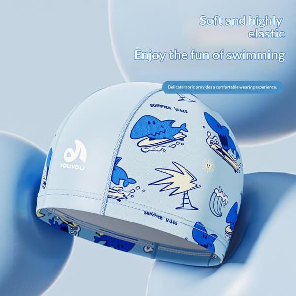 Børne e Print Badehætte Blødt Åndbart Stof Svømmehat F A3