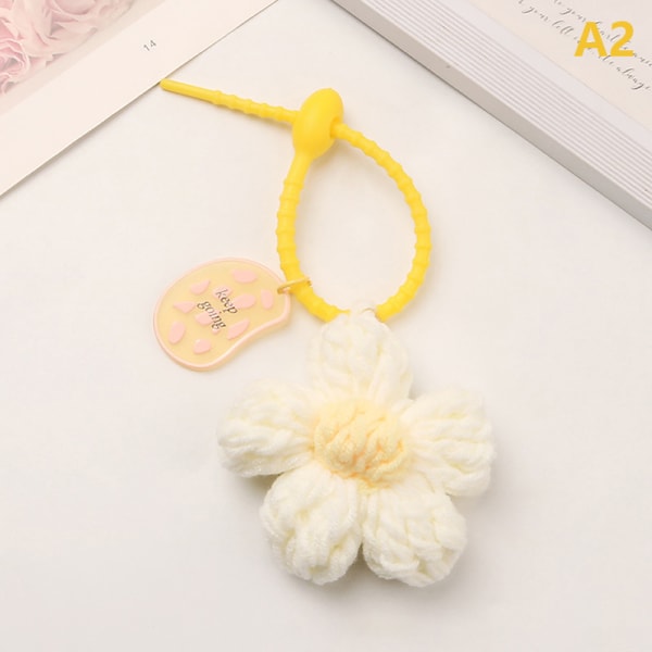 Color Knit Flower Nøgleringe e Creative Keychain Bag Pendant Deco A2